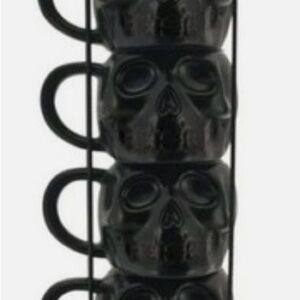 Gothic Black Skull Mug Set